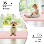 Pink Bathroom Rug 20x32 Non Slip Fluffy Bath Mat for Bathroom Floor Washable Plush Luxury Bath Rug for Tub Soft Shaggy Absorbent Shower Sink Mat