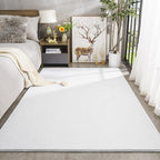 Amearea Large Modern Area Rugs for Bedroom Living Room, 6x9 Feet White Thickened Memory Foam Rug, Fluffy Indoor Washable Rugs Non Slip Minimalist Carpet for Boys Girls Dorm Nursery Room Decor