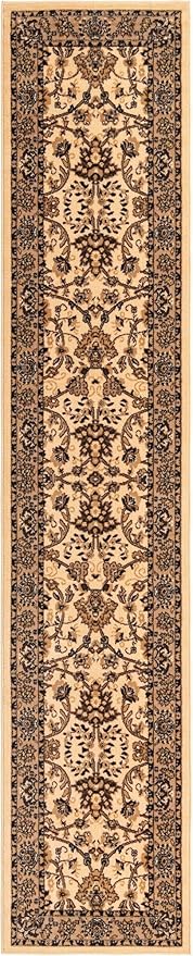Unique Loom Sialk Hill Collection Area Rug - Washington (2' 7" x 13' 1" Runner Ivory/Black)