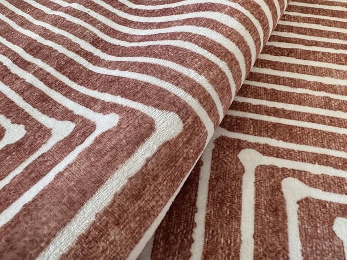 GLN Rugs Contemporary Collection - Machine Washable Area Rug, Contemporary Washable, Non Slip, Low Pile Chenille Rug, Living Room, Bedroom, Kitchen Rug (8' x 10' Beige Orange)