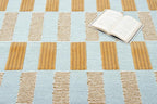 Hand-Tufted Wool Rug with Scalloped Edges, Light Blue Plaid Pattern, Cozy Soft Area Rug for Living Room, Bedroom, and Nursery, Handmade Modern Accent Rug, 2.5x11 Ft (Runner)