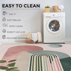 Mid Century Modern Rugs for Home Decor, 4x5 ft, Boho Abstract Geometry Area Rugs for Living Room, Soft Non Slip Washable Minimalist Arched Carpet Bedroom Decorations Dt-Ghf-19