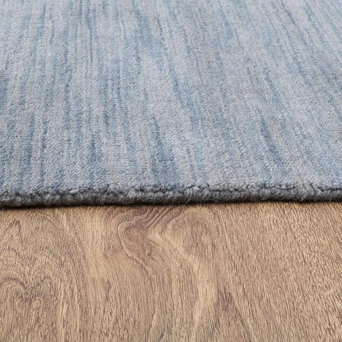 Hand Knotted Loom Wool ECO-Friendly Area Rugs - 6'x9', Rectangle, Light Blue Color, Solid Plain Design, High Pile Handmade Anti Skid Area Rugs for Living Room, Bed Room (L00111)