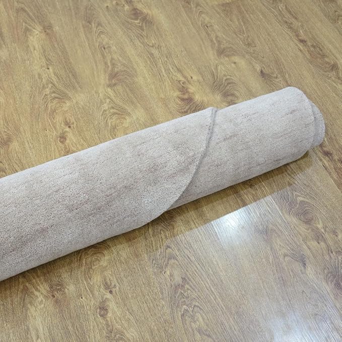 Hand Knotted Loom Wool ECO-Friendly Area Rugs - 10'x10', Round, Beige Color, Solid Plain Design, High Pile Thick Handmade Anti Skid Area Rugs for Living Room, Bed Room (L00111)