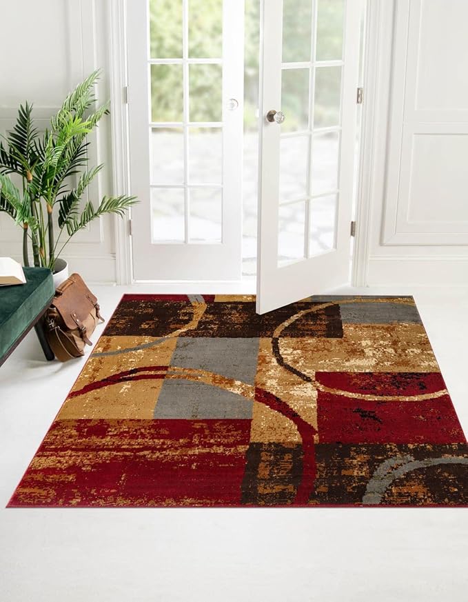 Unique Loom Barista Collection Area Rug - Kouillou (9' 10" Square, Multi/Brown)