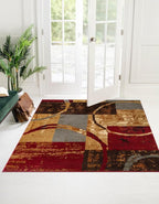Unique Loom Barista Collection Area Rug - Kouillou (5' 4" Square, Multi/Brown)