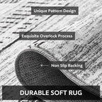 9x12 Area Rugs for Living Room Machine Washable Rug Distressed Indoor Carpet Neutral Moroccan Boho Rug Ultra Soft Area Rug for Bedroom Dining Room Playroom Office, Black
