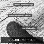 6x9 Area Rugs for Living Room Machine Washable Rug Distressed Indoor Carpet Neutral Moroccan Boho Rug Ultra Soft Area Rug for Bedroom Dining Room Playroom Office, Black