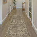 2x7 Washable Brown Runner Rug Vintage Hallway Kitchen Carpet Non-Slip Soft Low Pile Distressed Throw Rug for Bedroom Bathroom Laundry Living Room