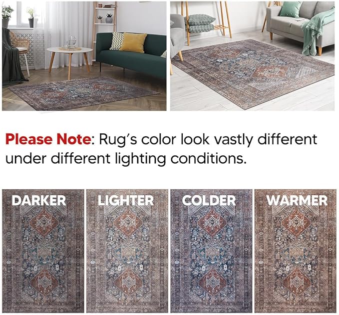 Keen Home Design 2x3 Rug - Machine Washable Entry Rug with Non-Slip Backing, Ideal for Enteryway, Kitchen, Bathroom, Laundry Room - Vintage, Easy Clean, Durable, Low Pile - (2' x 3')