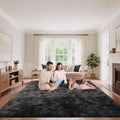 Area Rugs 9x12 Living Room, Fluffy Large Rugs for Bedroom, Soft Shag Fuzzy Non-Slip Carpet for Kids Boys and Girls Nursery Room Dorm Indoor Home Decor (Tie-Dyed Black Grey, 9ft x 12ft)