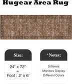 HUGEAR 2x6 Runner Rug Machine Washable Brick Red Hallway Area Rugs Indoor Accent Rugs Floral Low Pile Carpet Distressed Throw Rug Bedroom Living Room Office Dining Kitchen Laundry Non Slip