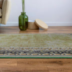 Antep Rugs Alfombras Bordered Modern 5x7 Non-Slip (Non-Skid) Low Pile Rubber Backing Indoor Area Rug (Green, 5' x 7')