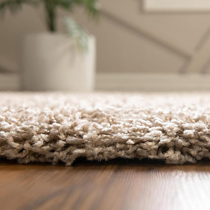 Unique Loom Solid Shag Collection Area Rug (5' 1" Square, Taupe)