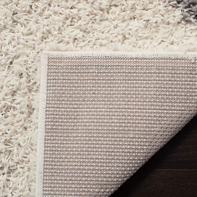 SAFAVIEH Dallas Shag Collection Area Rug - 4' Square, Ivory & Grey, Trellis Design, Non-Shedding & Easy Care, 1.5-inch Thick Ideal for High Traffic Areas in Living Room, Bedroom (SGD257F)