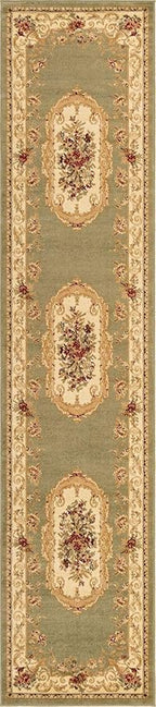 Unique Loom Versailles Collection Traditional Classic Floral Motif Area Rug (2' 7 x 12' 0 Runner, Green/Ivory)