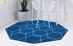 Unique Loom Trellis Frieze Collection Area Rug - Geometric (7' 10" Octagon, Navy Blue/ Ivory)
