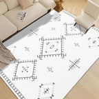 ILANGO Area Rug 3'x5' for Living Room Bedroom Washable Moroccan Boho Rugs for High Traffic Area Non Slip & Non-Shedding Rugs Fade Resistant Carpet for Doorway Entryway Kitchen Laundry (White)