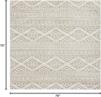SAFAVIEH Tulum Collection Area Rug - 6'7" Square, Ivory & Sage, Moroccan Boho Tribal Design, Non-Shedding & Easy to Clean, Ideal for Living Room, Bedroom, Dining Space (TUL272H)
