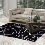 YIHOUSE Modern Washable Area Rug for Living Room Bedroom - Large Abstract Black and White Rug Non-Slip Ultra-Thin Home Decor (Dark Abstract, 5'x7'ft)
