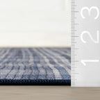 Dash & Albert Denim Plaid Blue Machine Washable Rug, 7.5 X 9.5 Feet, Blue/White Plaid Pattern