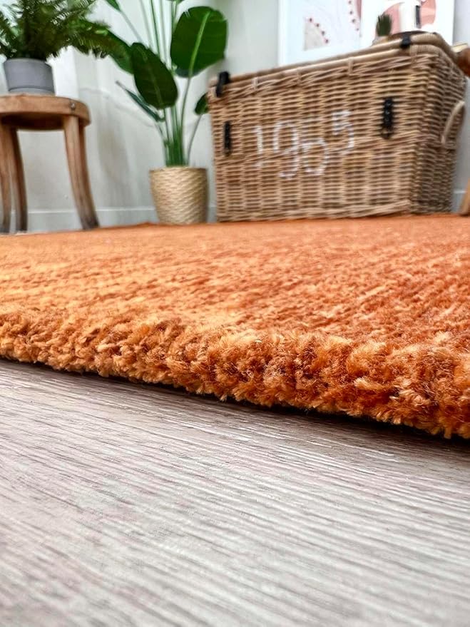 Alfa Rich 9x12 Orange Area Rugs for Living Room Bedroom Kitchen Decor Cotton Washable Pet Friendly