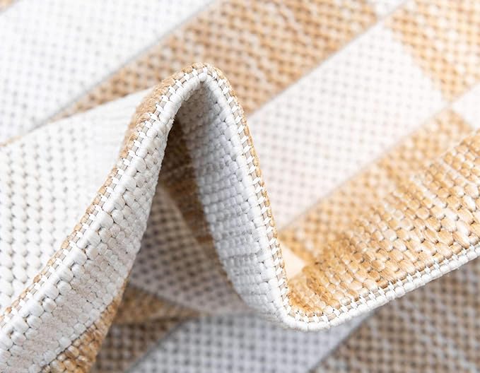 Unique Loom Outdoor Striped Collection Area Rug - Striped (5' 1" x 8' Rectangle, Taupe/Ivory)