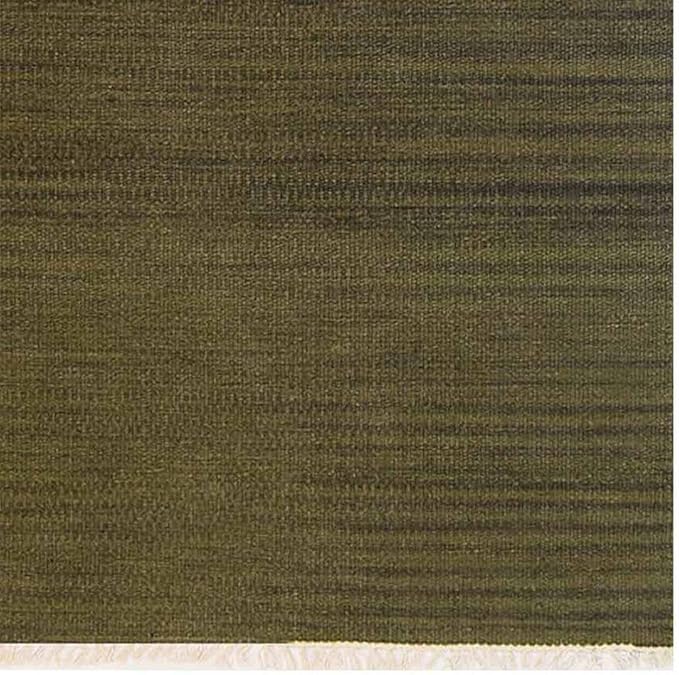 Rugsotic Carpets Hand Woven Flat Weave Kilim Wool ECO-Friendly Area Rugs - 2'6''x10', Runner Shape, Olive Color, Solid Plain Design, Low Pile Handmade Area Rugs for Living Room, Bed Room (D00111)