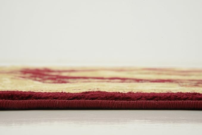 Unique Loom Versailles Collection Traditional Classic Floral Motif Area Rug (4' 0 x 4' 0 Square, Burgundy/ Ivory)