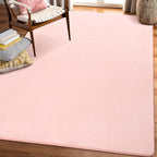 Amearea Modern Area Rugs for Bedroom Living Room, 4x6 Feet Pink Thickened Memory Foam Rug, Fluffy Indoor Washable Rugs Non Slip Minimalist Carpet for Kids Boys Girls Dorm Nursery Room Decor