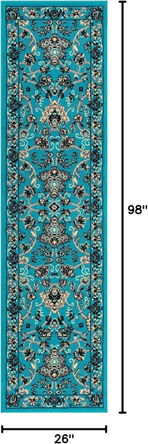 Unique Loom Sialk Hill Collection Area Rug - Washington (2' 2" x 8' 2" Runner Turquoise/Black)