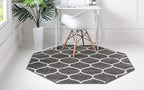 Rugs.com Lattice Frieze Collection Rug – 7' 10 Octagon Dark Gray Medium Rug Perfect for Living Rooms, Kitchens, Entryways