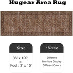 HUGEAR 3x10 Runner Rug Machine Washable Brick Red Hallway Area Rug Indoor Accent Rug Floral Low Pile Carpet Soft Throw Rug Bedroom Living Room Office Dining Room Kitchen Laundry Room Non Slip