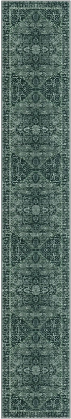 KOZYFLY Runners for Hallways 2x12 Ft Extra Long Washable Kitchen Runner Rug Boho Entryway Rug for Hallways Indoor Printed Faux Wool Stair Runner Carpet for Stairs Kitchen Hall, Dark Green