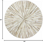 Faux Cowhide Round Area Rug | Non-Slip Leather Floor Carpet for Living Room, Bedroom, and Home Décor | Modern Stylish Accent Rug(Beige_8x8)