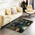 Waterfall 3 x 5 Area Rug Lake Cascade Scenery Rugs for Living Room | Chic Nature Art Mountain Rock Washable Rug, Sault Landscape Carpet Indoor Floor Mat