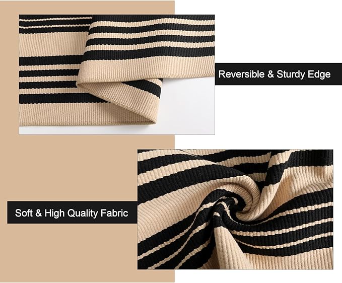 Black and Khaki Striped Rugs 2.3'x3.6', Washable Hand Woven Front Door Rug, Reversible Outdoor Welcome Mat Foldable Layered Door Mats for Entryway Porch Decor Home Entrance