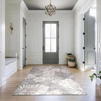 CAMILSON Indoor Outdoor Rug, Beige 6’x9’ Leaf Tropical Botanical Area Rugs for Indoor and Outdoor patios, Easy-Cleaning Non-Shedding Living Room, Garden and Kitchen Washable Outside Carpet (6x9)