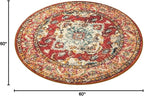 SAFAVIEH Monaco Collection Area Rug - 5' Round, Orange & Light Blue, Boho Chic Medallion Distressed Design, Non-Shedding & Easy Care, Ideal for High Traffic Areas in Living Room, Bedroom (MNC243H)