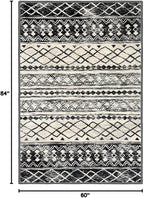 KUTA Morocca Area Rug 5x7 Black Navy Blue, Washable Boho Living Room Rugs Non-Slip, Ultra Soft Geometric Print Traditional Farmhouse Carpet for Dining Room Bedroom Dorm Office Home Decor