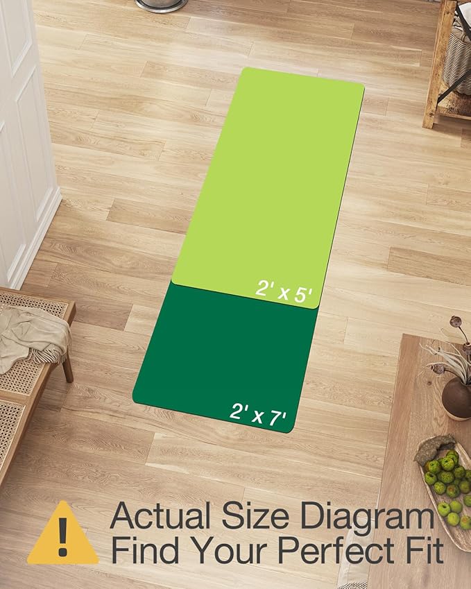 LUMI Washable Kitchen Rug, 23x59 Non-Slip Indoor Hallway Runner, Soft Low Pile Vintage Distressed Area Rugs for Laundry, Bedroom, Celadon