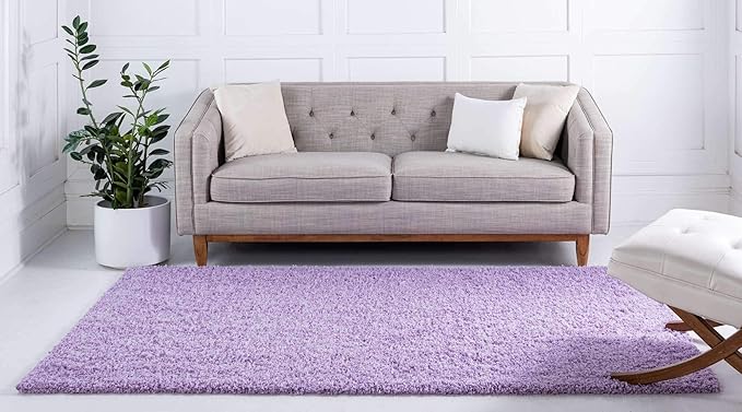 Unique Loom Solid Shag Collection Area Rug (5' 1" x 8' Rectangle Lilac)