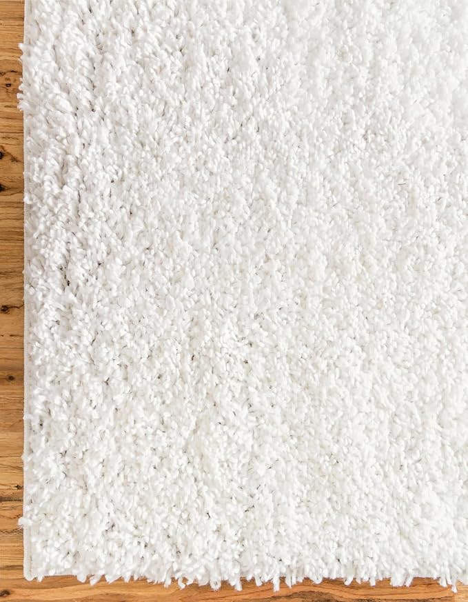 Unique Loom Davos Shag Collection Area Rug - Solid (2' 2" x 8' Runner, White/ Ivory)