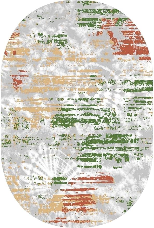 Distressed Abstract Art Aesthetic Deco Indoor Oval Rugs 12x14 for Living Room Bedroom Dining Room Soft Non Skid Easy Clean Big Carpet Nursery Dorm Farmhouse Rustic Grey Green Tie-Dye Texture Area Rug