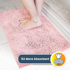 Muddy Mat® | Super Absorbent Door Mat Indoor, Microfiber Quick Dry Chenille Entryway Rug, Non-Slip Front Door Mat, Indoor Mats for Entryway, Machine Washable Pet Rug, Light Pink 36" x 120"