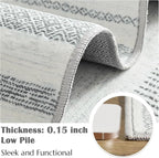 jinchan Moroccan Boho 8x10 Area Rugs for Living Room - Machine Washable Soft Throw Rug Bohemian Ripple Design Non-Slip Neutral Carpet for Bedroom Dining Room Home Office (8‘x10', Grey)