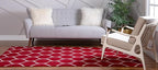 Rugs.com Lattice Frieze Collection Rug – 8' x 11' Red Medium Rug Perfect for Living Rooms, Large Dining Rooms, Open Floorplans