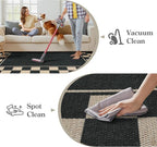 Moynesa Easy Jute Runner Rugs Washable 2.5x8 Entryway Runners Rug for Kitchen Black Checkered Carpet for Indoor Outdoor Non Slip Mat for Hallways Bathroom Bedroom Laundry Living Room Corridor