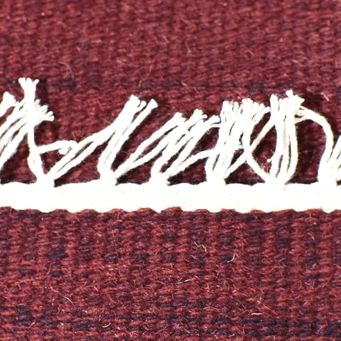 Rugsotic Carpets Hand Woven Flat Weave Kilim Wool ECO-Friendly Area Rugs - 8'x10', Rectangle Shape, Dark Red Color, Solid Plain Design, Low Pile Handmade Rugs for Living Room, Bed Room (D00111)