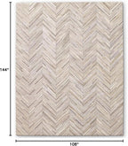 Elegant Rectangular Rug Cowhide Leather Stylish Luxury Non Slip Chevron Patchwork Area Rug for Living Room and Home Décor Floor Carpet (Beige-6 x 9 ft)